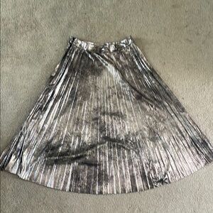 J. Crew Elegant Silver Pleated Skirt 10
